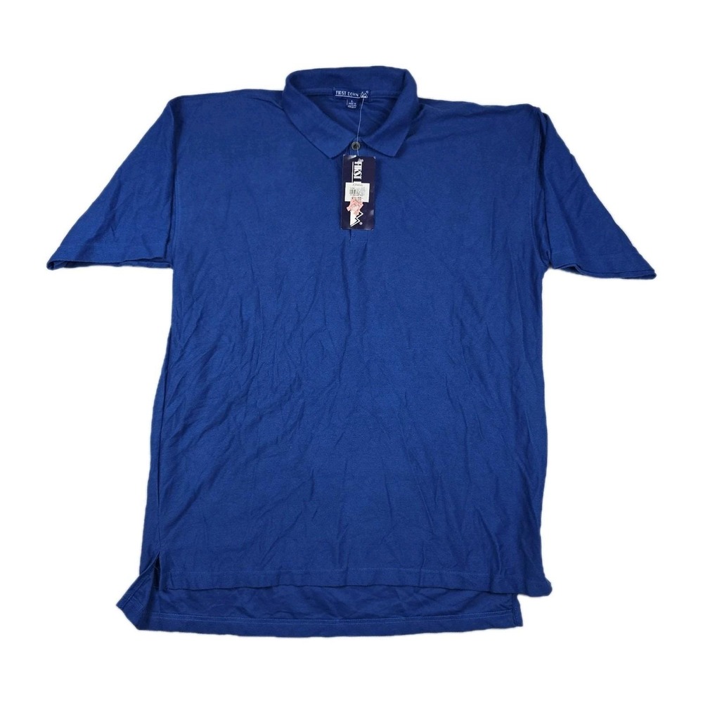 First Down Vintage Men's‎ Size Large Blue Short Sleeve Polo Shirt New